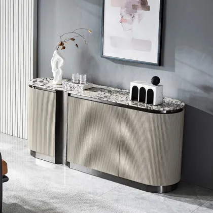 AOMISI CASA Modern Wooden Stainless Steel Sideboard Cabinet
