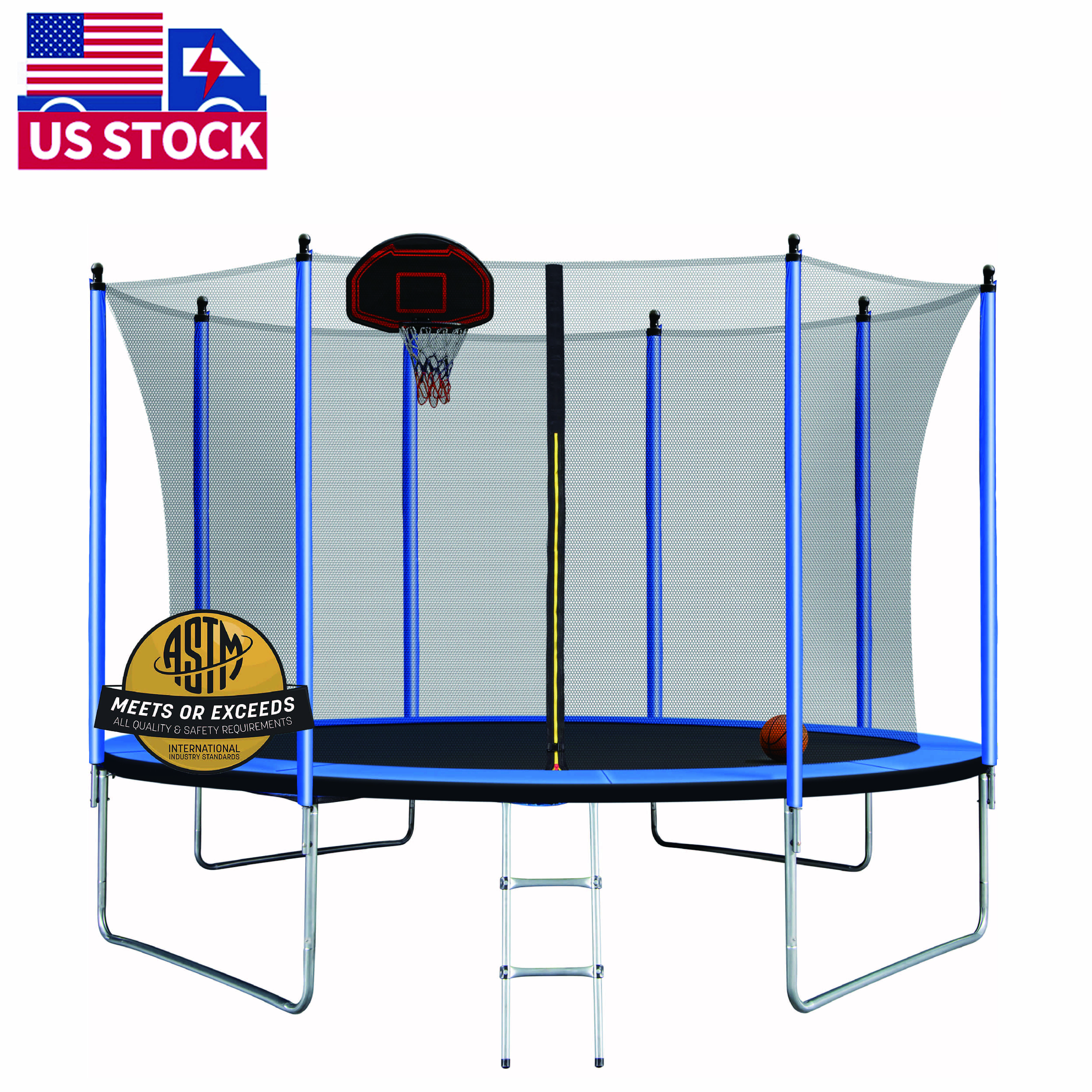 Trampolim de 10 pés para crianças prontas para o trampolim