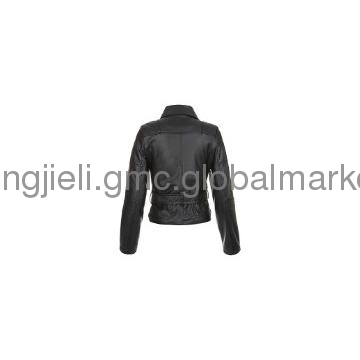 Black Belted Biker Jacket Leather-Look Jacket