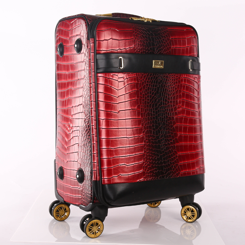 red pu luggage