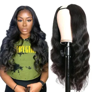 Fashion wholesale unprocessed 100% brazilian human Natural raw virgin  hair u-part Wigs for black women vendors