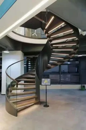 Customized Carbon Steel Spiral Stairs, Curved Ladders, Cast Iron Curve Staircases with Wood Treads: Tailored Elevational Solutions