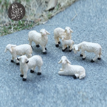 1.9 Inch Garden Sheep Statue Set: Resin Sheep Sculptures, 6-Piece Figurine Decoration for Garden Gifts