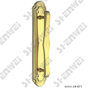 26-K71 brass handle on plate door pull