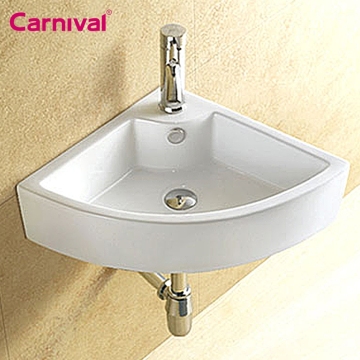 White Handmade Porcelain Wall Hung Bathroom Sink Bowl for Hotel Home