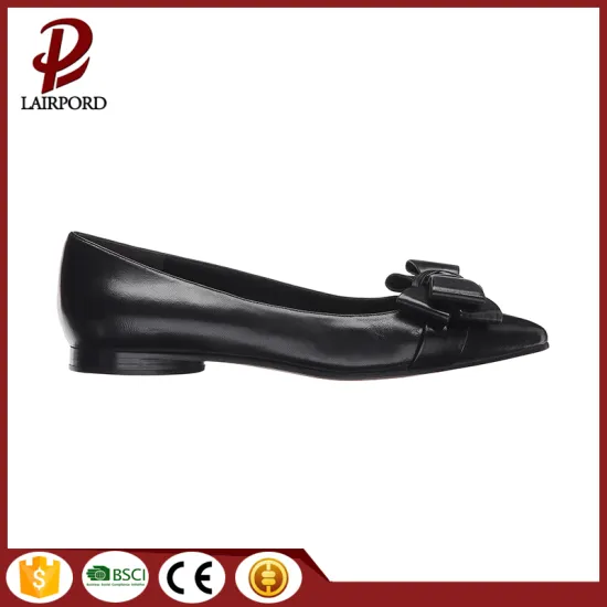 Pointed black flat leather new style shoes
