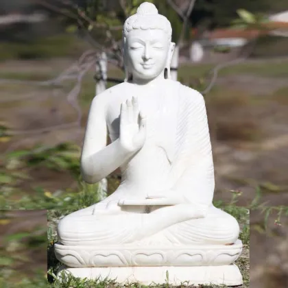 Best quality giant white marble amitabha buddha statues with lotus pedestal