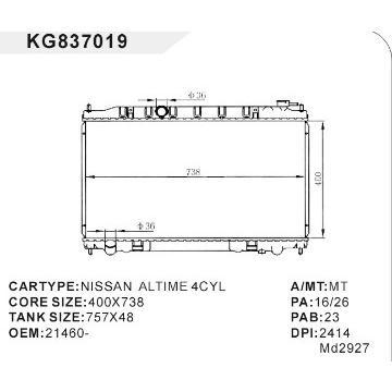 auto radiator car:NISSAN ALTIME 4CYL OEM:21460-