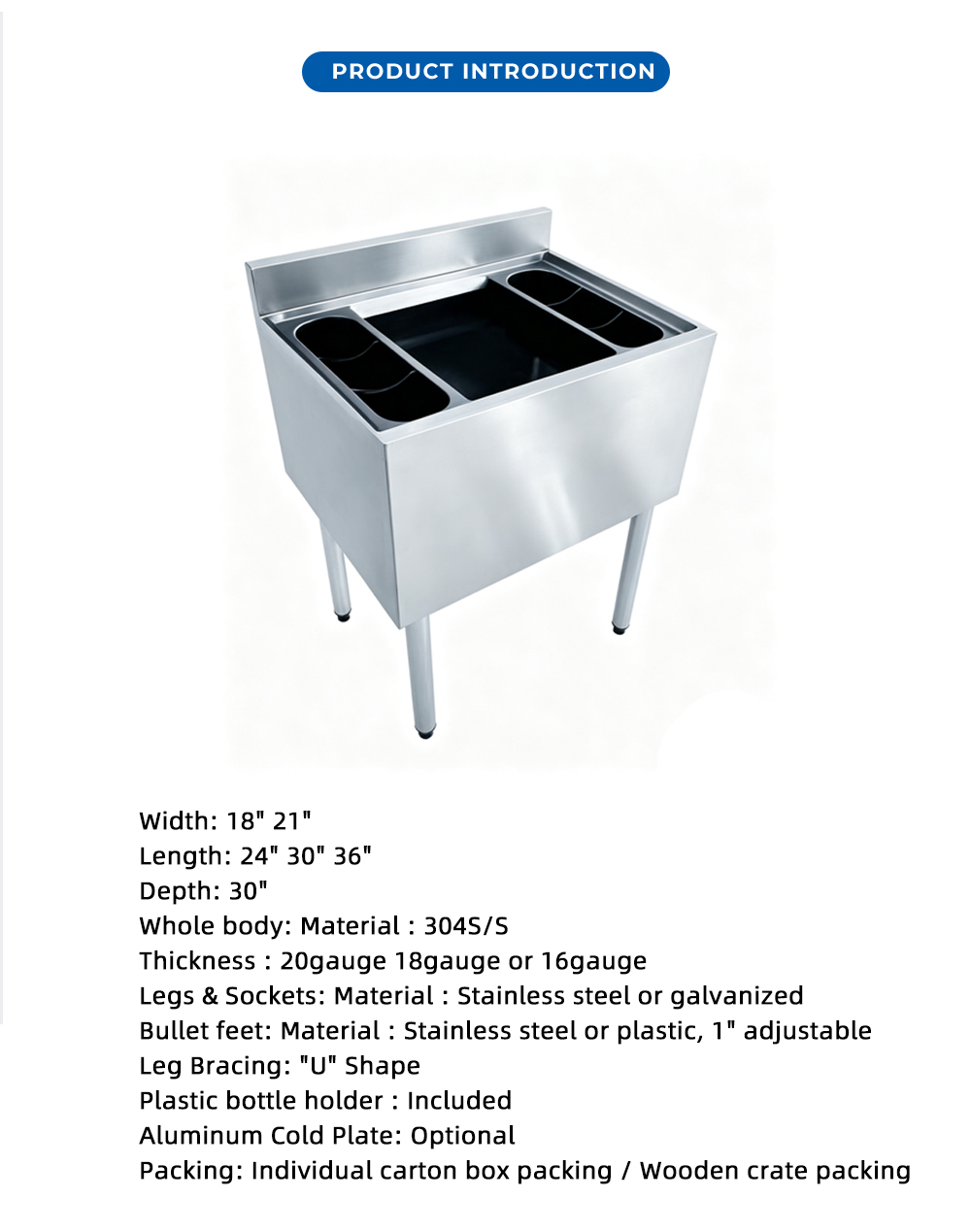 Drop In Stainless Ice Bin With Cup Holders X