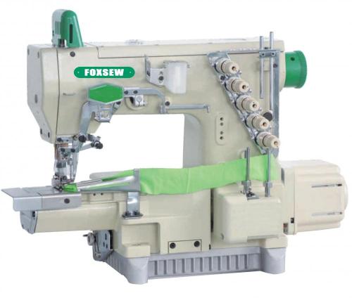 Máquina de coser de enclavamiento de lecho de cilindros de accionamiento directo 3 en 1 con recortadora automática