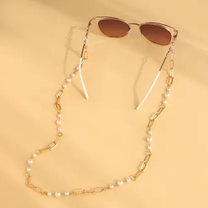 Exquisite Pearl Metal Chain Fashion Decoration Sunglasses for Myopia