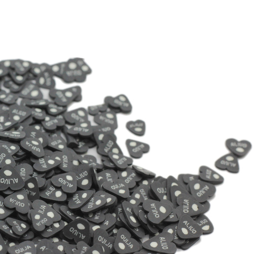 Hurtownie glina polimerowa czarne litery w kształcie serca plastry DIY Craft szlam wypełniacz modne akcesoria do zdobienia paznokci