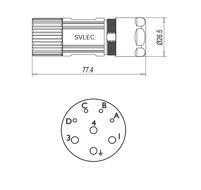 M23 female striaght connector