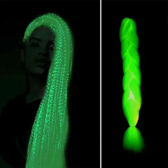 New product 100g 48 inch synthetic crochet  jumbo braiding hair hair glow in the dark hair