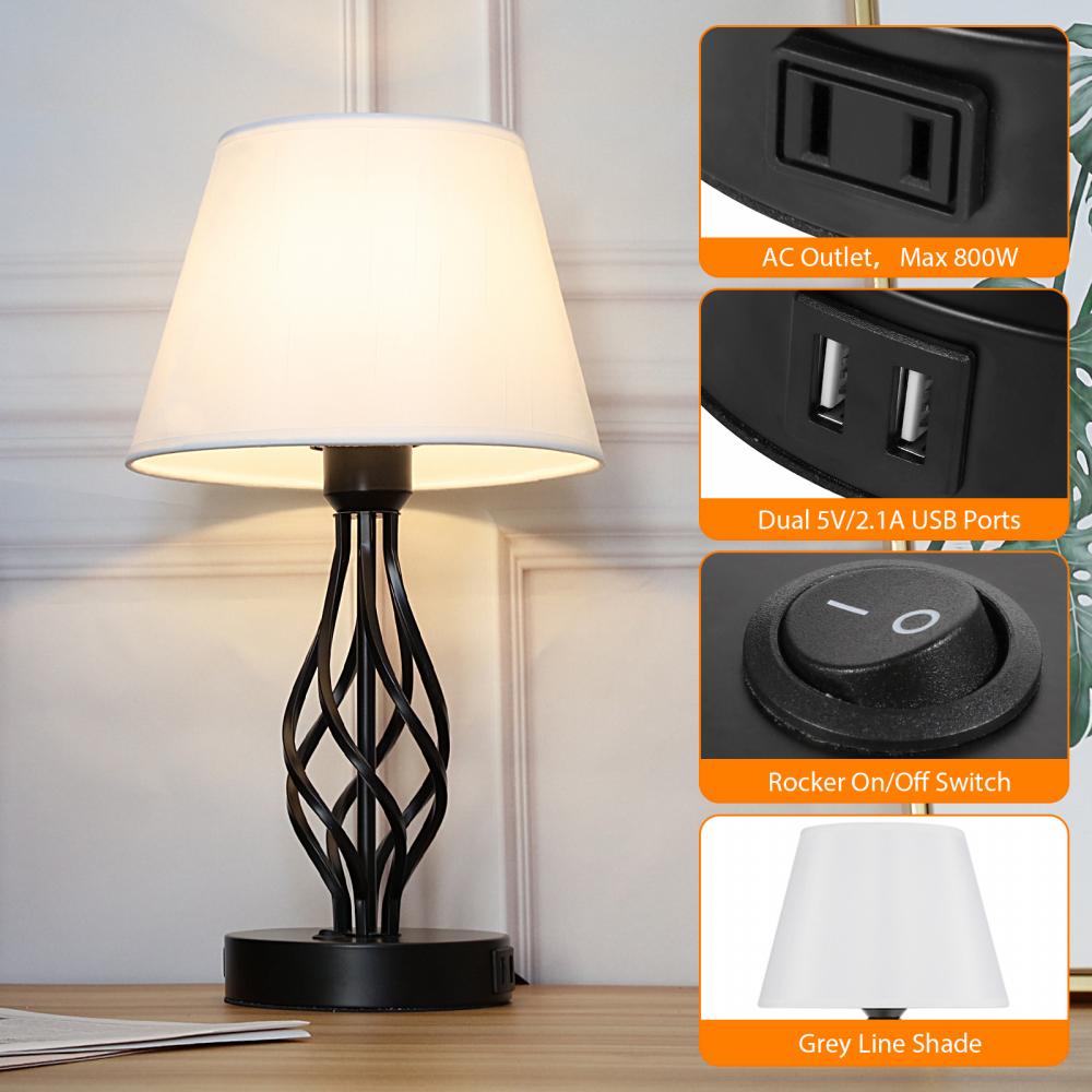 Modern Nightstand Lamp With Dual Usb Ports