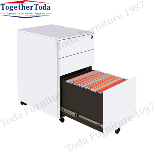 Three drawer roller movable steel metal file cabinet