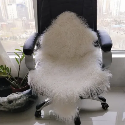 curly long hair natural or dyed color mongolian sheepskin rug