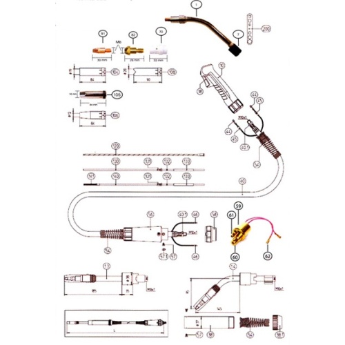 Binzel type Mig welding torch consumables 36KD