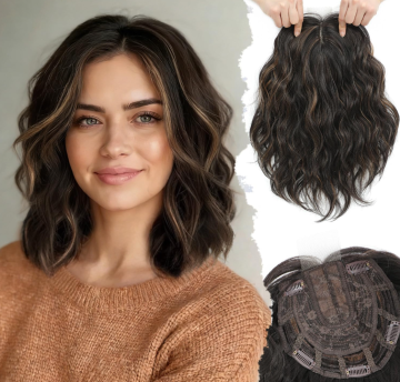 11 Inch Short Wavy Synthetic Hair Topper for Women