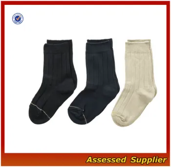 cotton knit school boy socks/wide-rib crew socks with signature gold-tone rings at toes --ZP01172