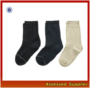 cotton knit school boy socks/wide-rib crew socks with signature gold-tone rings at toes --ZP01172