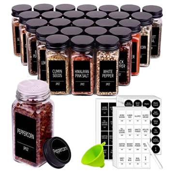 24pcs Unique Square Glass Spice Jars 4oz Storage