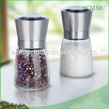 Manual Glass Salt And Pepper Mill/glass bottle pepper grinder /spice grinder