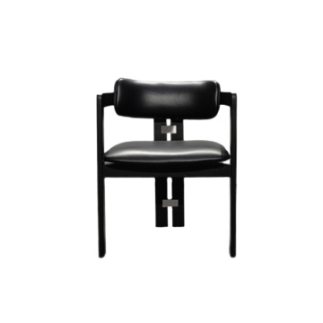 Chaise de bois italienne de luxe avec coussin noir pour bureau et salon