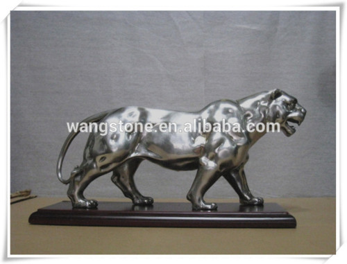 Fierce polished handmade stainless steel leopard sculpture