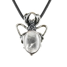 Clear Crystal 13X18mm Cabs Antique Silver Alloy Spider Pendant Necklace 45cm Black Cord