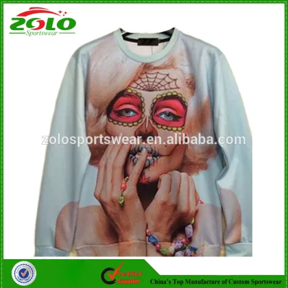 Unique design custom fully dey sublimation printing american style sweatshirts
