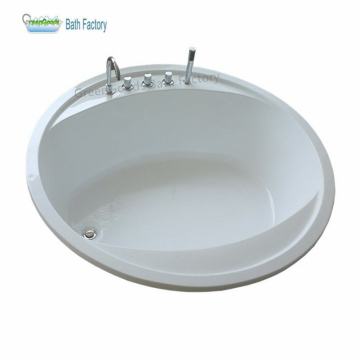 Custom Size White Embedded Acrylic Bathtub 1500 mm Round Soaking Tub GreenGoods