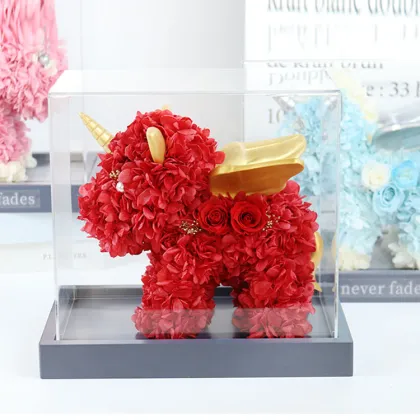 2022 Wholesale Unicorn Eternal Flower Rose Bear Preserved Flower Gift Box