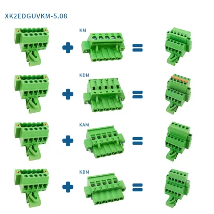 Rail Type Terminal Block XK2EDGUVKM+KM KDM KAM KBM-5.08mm Rail Terminal Block Pluggable Type Male and Female Connector