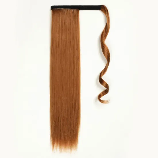 Cheap High Quality 24 Inch Long Straight Heat Resistant Synthetic Clip in Wrap Around Ponytail Hair Extensions