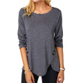 Womens Casual Long Sleeve Tunic Shirts Round Neck