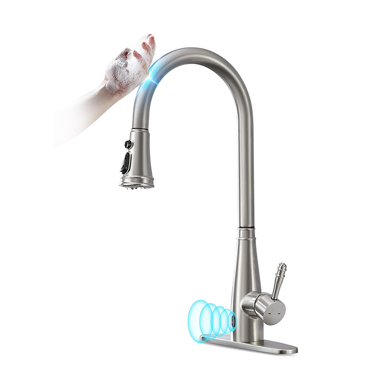 Tall High Arc Flow Motion Capteur de cuisine robinet