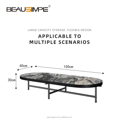 Torii Style Brown Glossy Marble Table