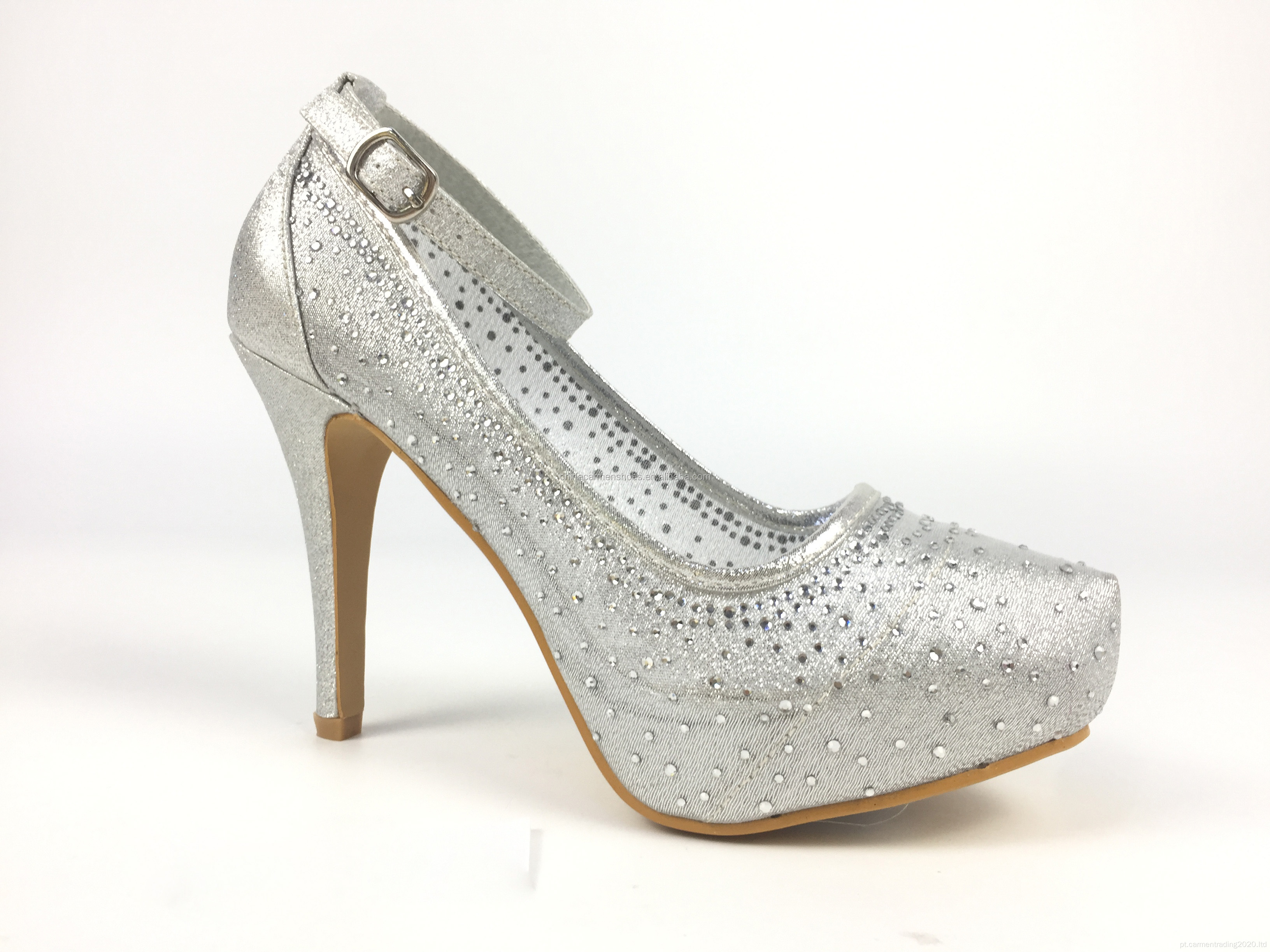 Sapatos de noiva de malha de strass feminino com salto plataforma aberto