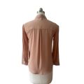 Button Down Blouse Shirt Orange Brown