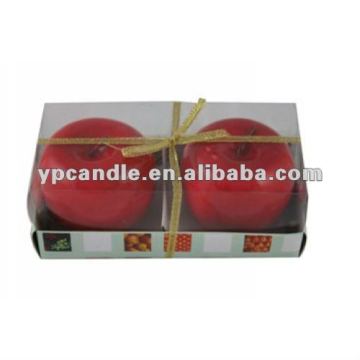 Red Apple candle in paper box with PVC lid