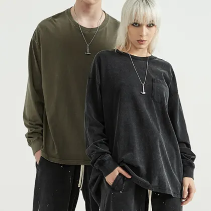 Spring Pocket Bottom Shirt Long Sleeve T-Shirt