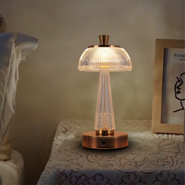 โคมไฟโต๊ะสัมผัส LED ที่ทันสมัยพร้อมการออกแบบคริสตัล - ห้องนอนแบบชาร์จไฟและร้านอาหารไฟได้