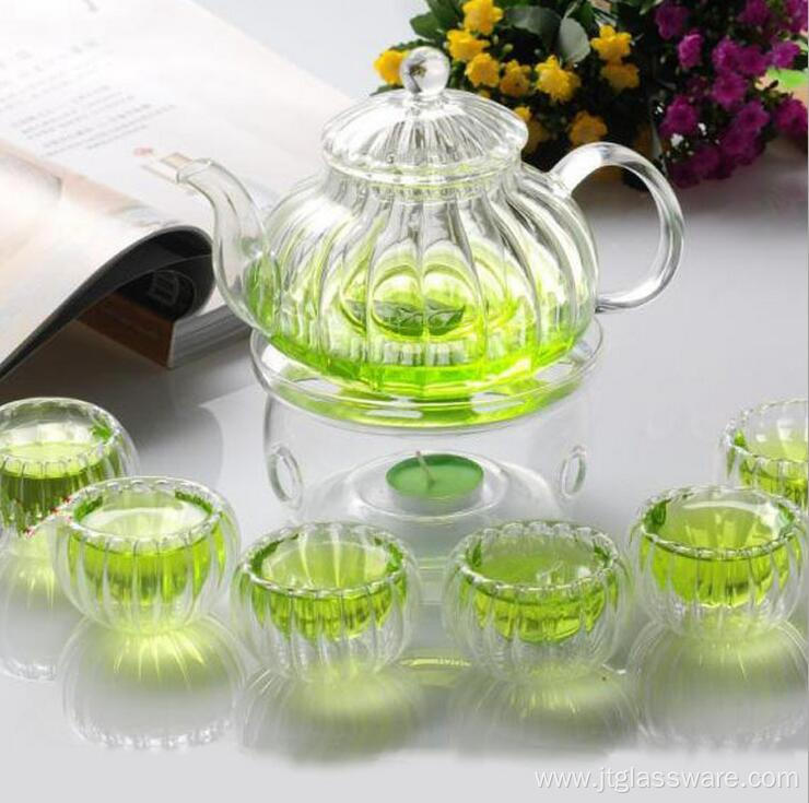 Glass Tea Set- Glass Pumpkin Shaped Teapot