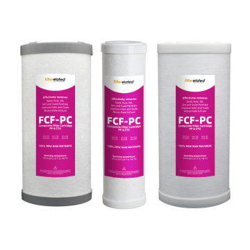 20 4,5 inci PP Sedimen Filter Kartrid 5 Mikron CTO Komposit Komposit Karbon Cartridge Filter UDF 20 SL