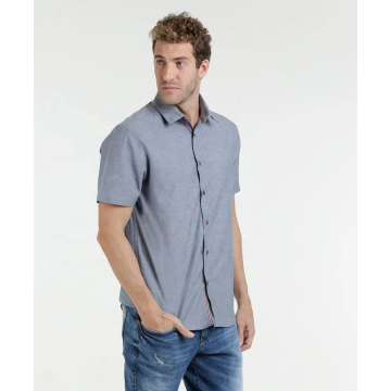 Camicia casual uomo manica corta in tessuto 100% cotone