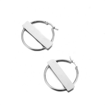Yiwu Aceon Stainless Steel Round Wire Hook Flat Bar Center Blank Earring for DIY Engraving