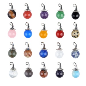 Gemstone 12mm Balls & Spheres Silver Wizard Cap Pendant for Making Jewlery Stone Beads Halloween Charms Decor Gift