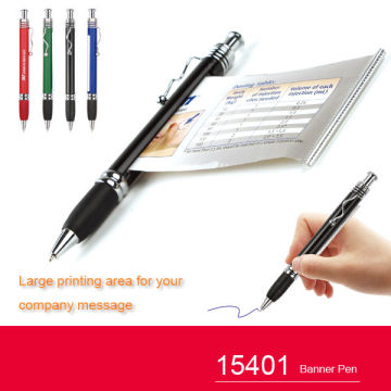 Best Selling Good Quality Plastic pull out banner ball pen