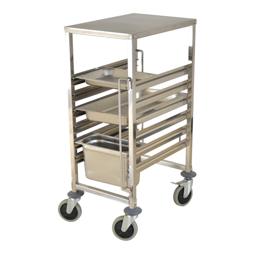 Stainless Steel Commercial Steamer Stainless Steel Single-line GN Pan Trolley With Top Board Factory